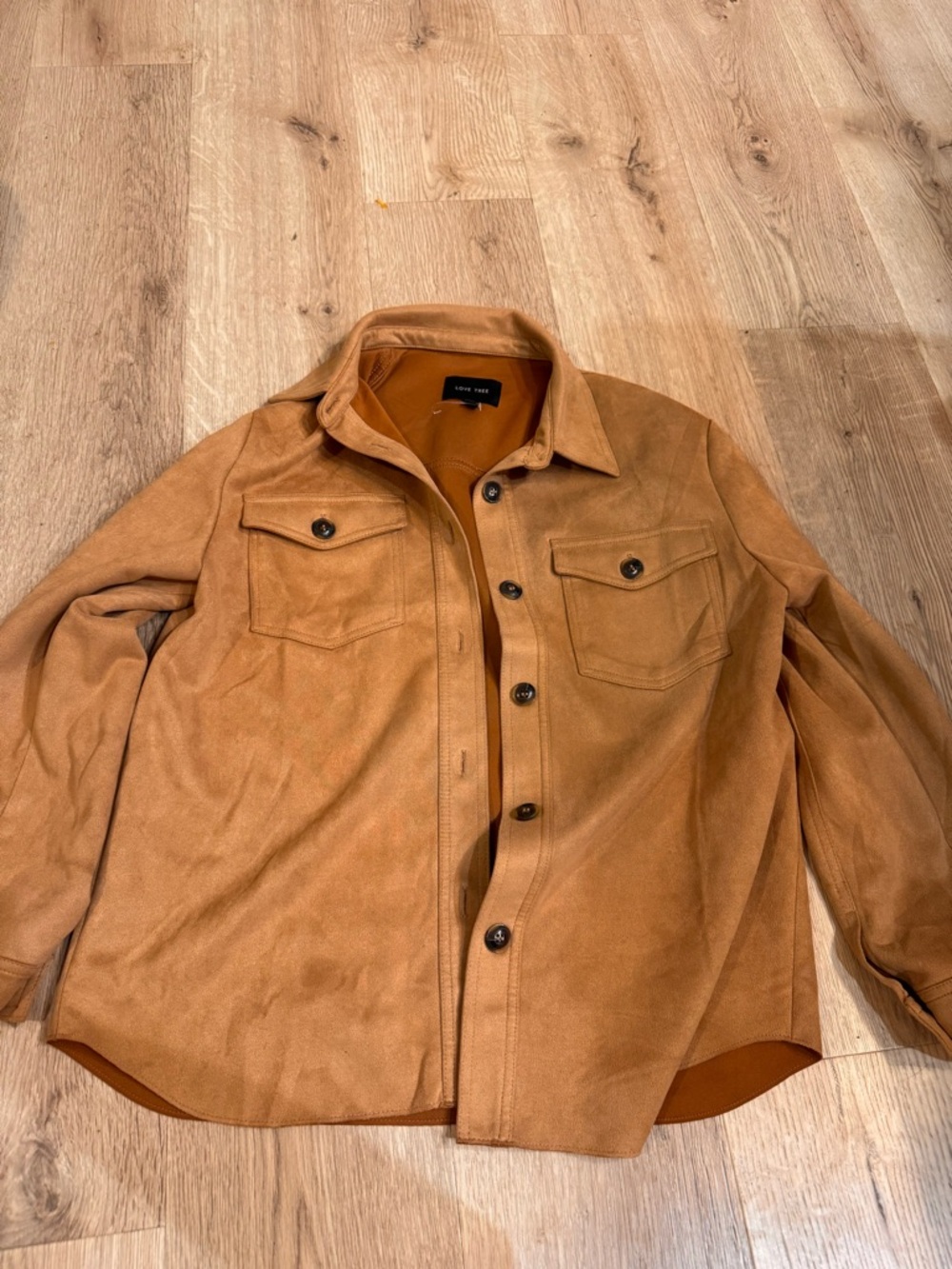 Love Tree Women’s Tan Button-Front Shirt Jacket